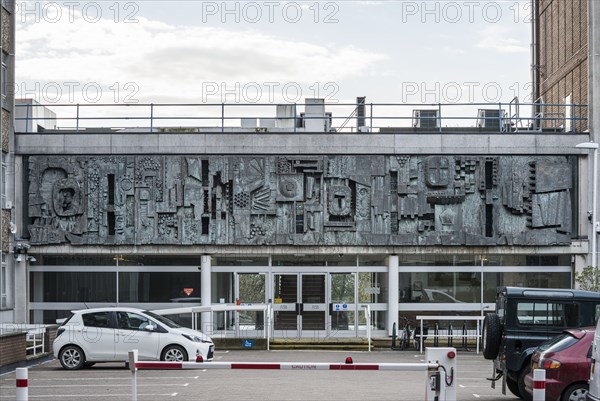 Relief mural by William Mitchell, County Hall, Saint Anne's Crescent, Lewes, East Sussex, 2014