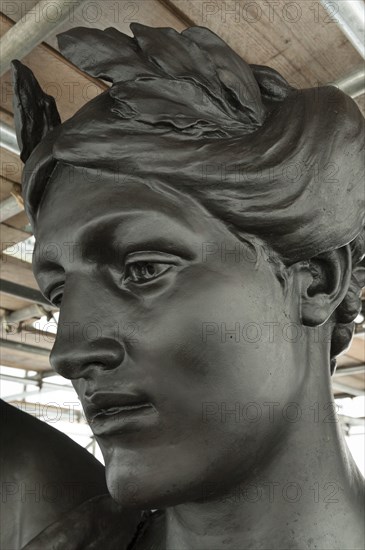 Detail, quadriga statue, Wellington Arch, Hyde Park Corner, Westminster, London, c2015