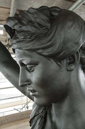 Detail, quadriga statue, Wellington Arch, Hyde Park Corner, Westminster, London, c2015