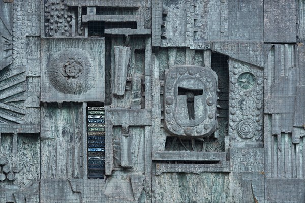 Relief mural by William Mitchell, County Hall, Saint Anne's Crescent, Lewes, East Sussex, 2014