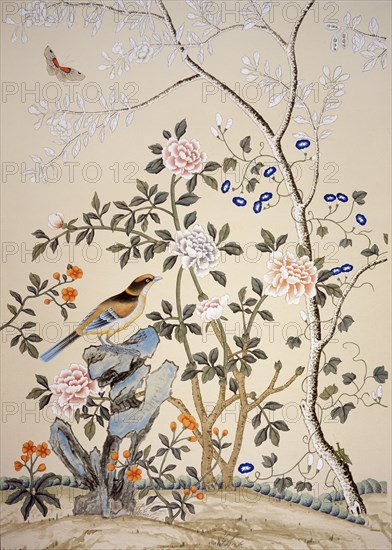 Chinoiserie wallpaper, Marble Hill House, Twickenham, Richmond-upon-Thames, London, c2007