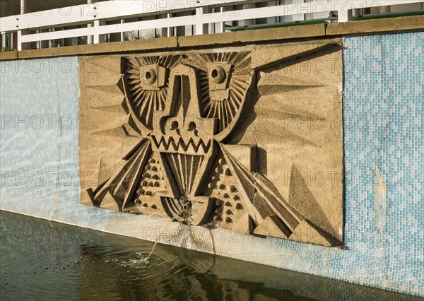 Relief/mosaic by William Mitchell, the Water Gardens, Harlow, Essex, 2015