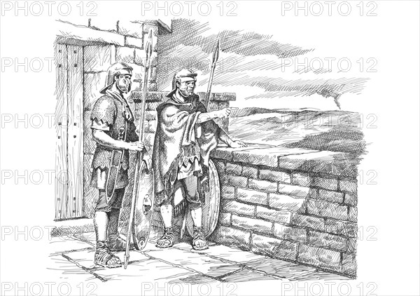 Roman soldiers watching the frontier from Hadrian's Wall, c1985-c2000