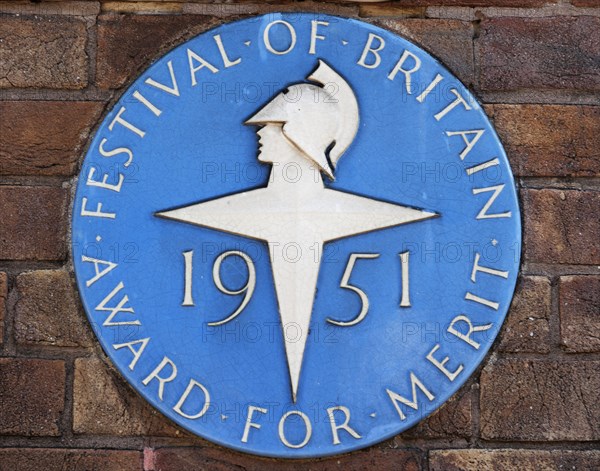 Festival of Britain plaque, White City Tube Station, Wood Lane, Shepherd's Bush, London, 2010