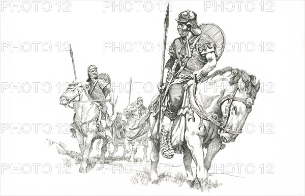 Roman soldiers on patrol near Hadrian's Wall, c1985-c2000