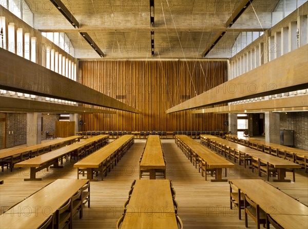 Dining hall, Central Building, Churchill College, Cambridge University, Cambridgeshire, 2010