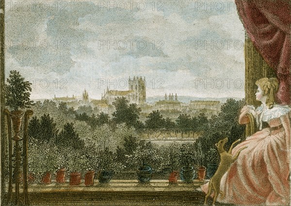 View from Mrs Cosway's breakfast room at Schomberg House, 80-82 Pall Mall, London, 1789