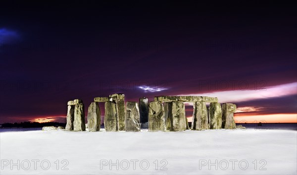 Stonehenge at twilight, Wiltshire.