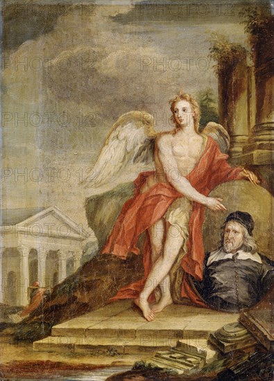 The Genius of Architecture Holding a Portrait of Inigo Jones', 18th century