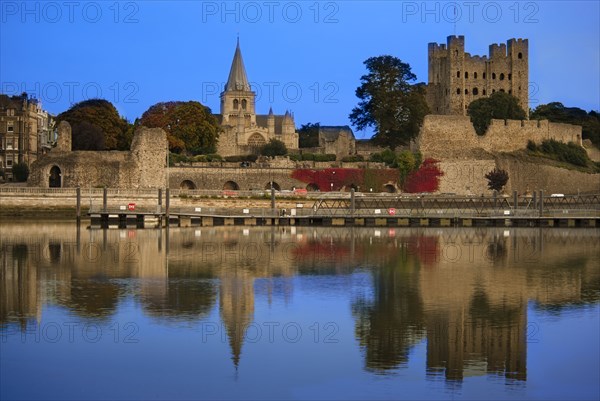 Rochester Cathedral and Castle from across the River Medway, Kent, 2010