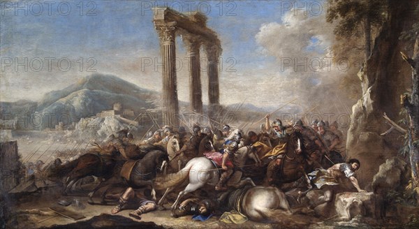 Battle Scene with Classical Colonnade', 17th century