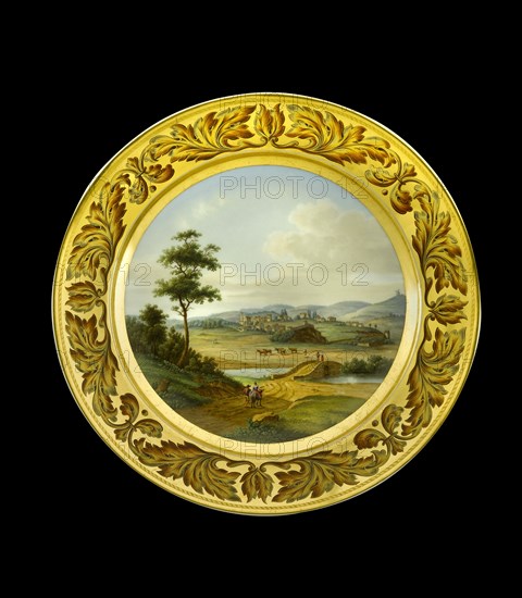 Dessert plate depicting the battlefield of Vimeiro, Portugal, 1810s