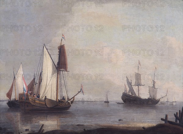 Dutch Shipping in a River', 17th century