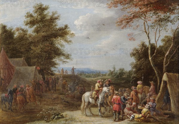 An Encampment with Soldiers Playing Cards', c1660