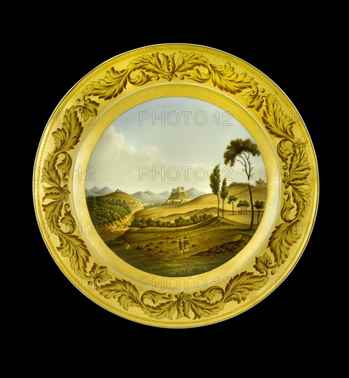 Dessert plate depicting the Lines of Torres Vedras, Portugal, 1810s