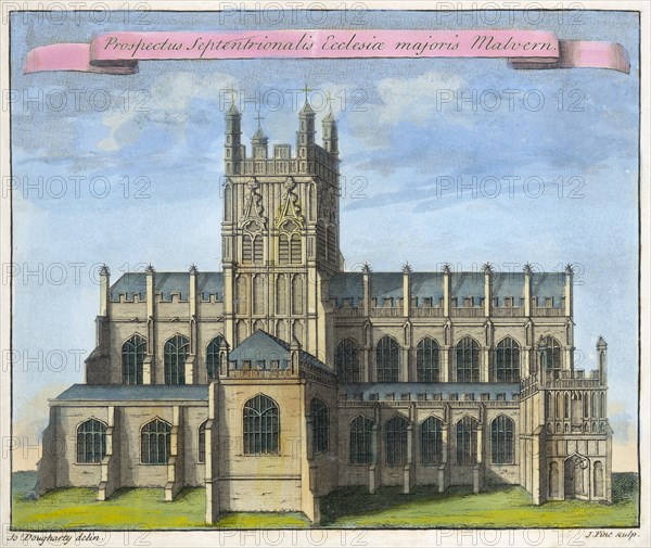 Northern view of the church of Great Malvern', Great Malvern Priory, Worcestershire, 1730