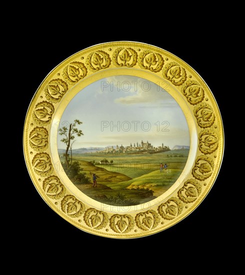 Dessert plate depicting the battlefield of Salamanca, Spain, 1810s