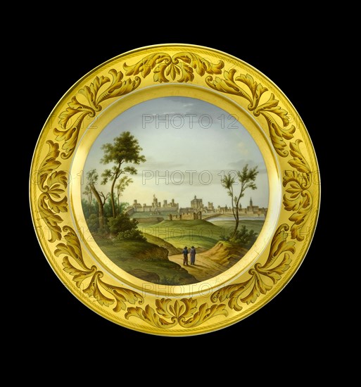 Dessert plate depicting the Battlefield of Badajoz, Spain, 1810s