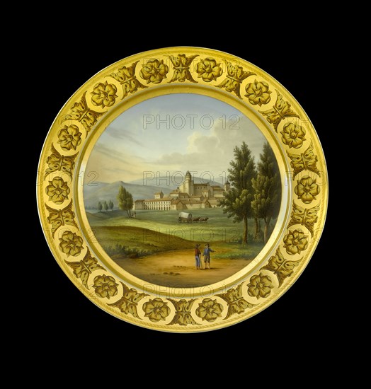 Dessert plate depicting the battlefield of Vitoria, Spain, 1810s