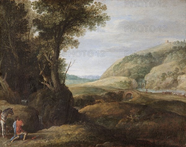 'Landscape with St Hubert and the Stag', late 16th or early 17th century. Creator: Paul Brill.