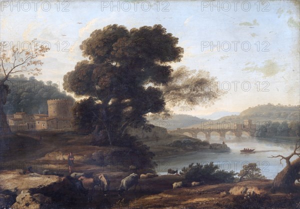 Pastoral Landscape with the Ponte Molle, Rome', c1645