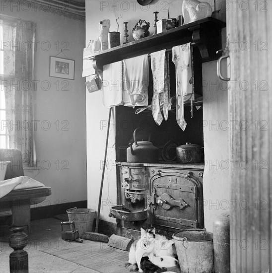 Farmhouse kitchen, Gwendreath, The Lizard, Cornwall, c1950-c1965