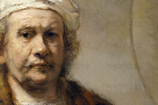 Detail of a self-portrait of Dutch painter Rembrandt van Rijn, c1665