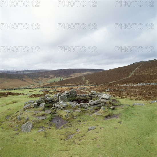 Remains of a Bronze Age settlement, Grimspound, Dartmoor, Devon, c1980-c2017