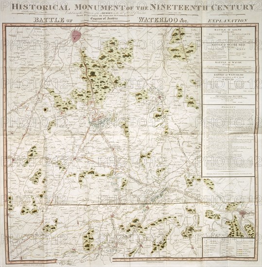 Map of the Waterloo campaign, 1815, Walmer Castle, Kent