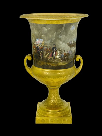 Urn showing the Duke of Wellington at the Battle of Waterloo, 1815 (1817-1819)
