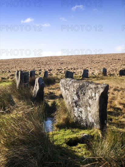 One of the two stone circles of Grey Wethers, Dartmoor, Devon, c1980-c2017