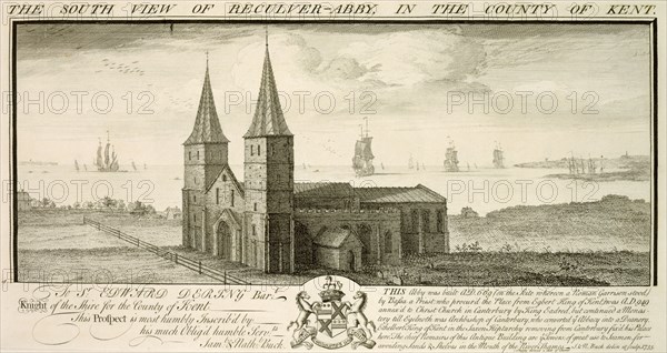 The South View of Reculver-Abbey in the County of Kent', 1735s