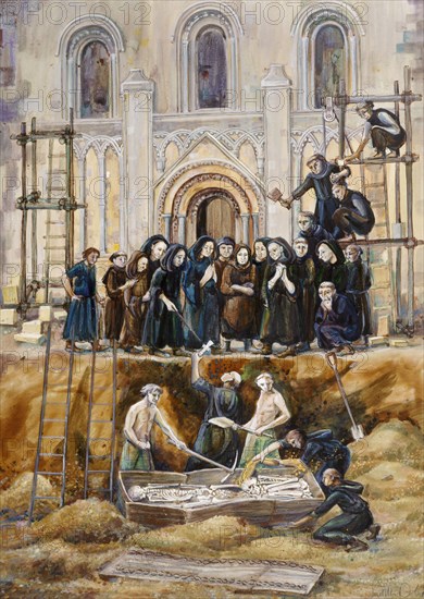 Exhumation of Arthur and Guinivere at Glastonbury Abbey, Somerset, 1193 (2010)