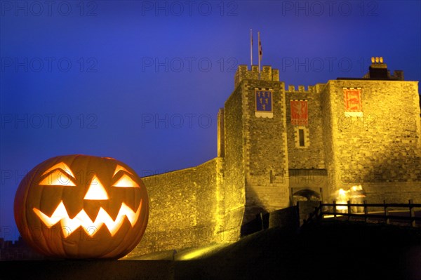 Carved Halloween pumpkin at Dover Castle, Kent, 2009