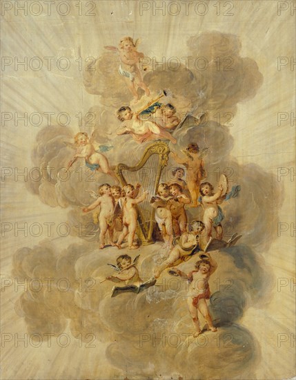 Winged Cherubs with Musical Instruments', late 18th or early 19th century