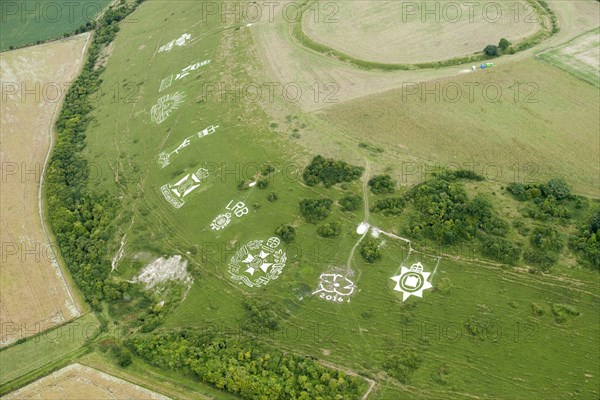 Chalk military badges, Fovant Down, Wiltshire, 2016