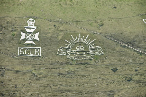 Chalk military badges, Fovant Down, Wiltshire, 2015