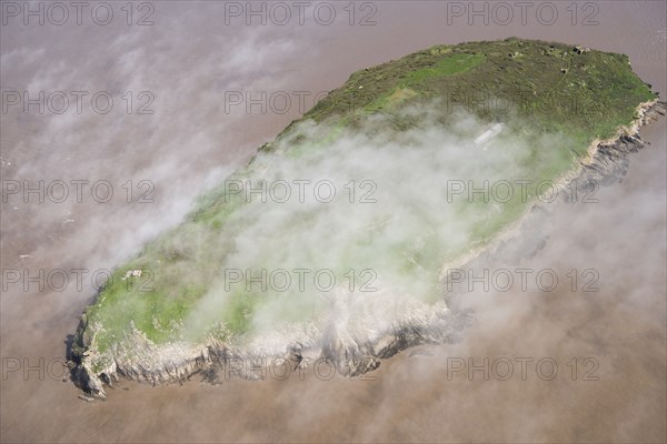 Low cloud over the island of Steep Holm, North Somerset, 2018