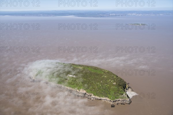 Low cloud over the island of Steep Holm, North Somerset, 2018