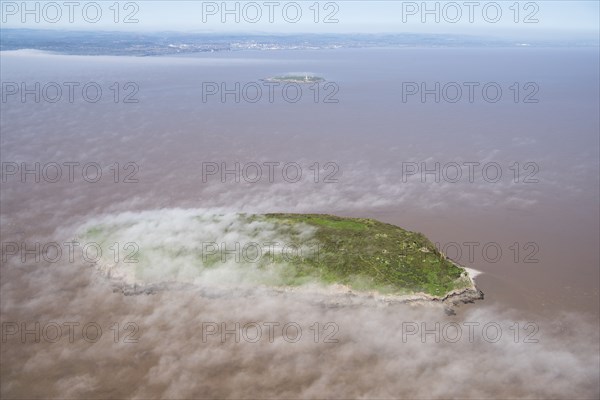 Low cloud over the island of Steep Holm, North Somerset, 2018