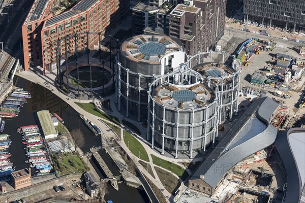 Gasholders Nos 10, 11 and 12 ('Siamese Triplets'), Kings Cross, London, 2018