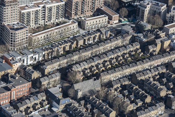 Terraced houses along Larcom Street, Walworth, London, 2018