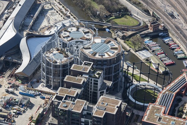 Gasholders Nos 10, 11 and 12 ('Siamese Triplets'), Kings Cross, London, 2018