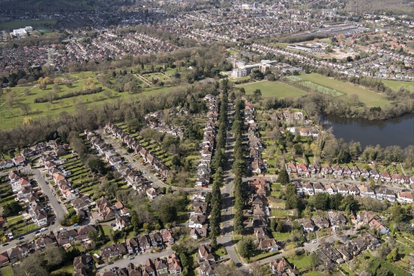 Canons Drive and the landscape park at Canons Park, Harrow, London, 2018