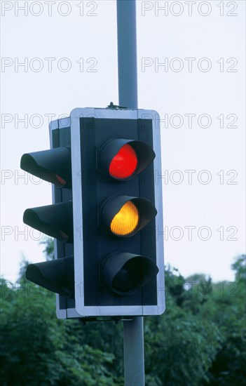 Set of Traffic lights about to turn green. Artist: Unknown.