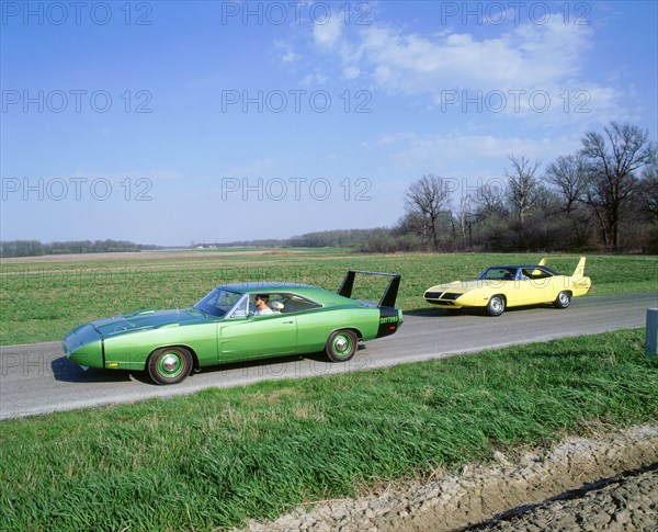 1970 Plymouth Superbird with 1968 Dodge Daytona. Artist: Unknown.