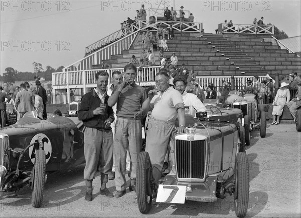 MG TA 1292 cc, Brooklands, 1937. Artist: Bill Brunell.