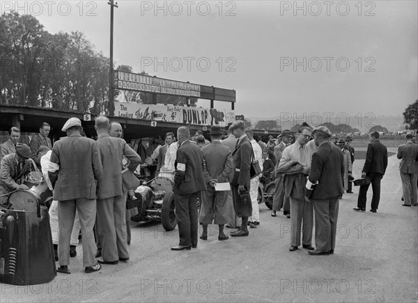 Austin OHC 744 cc, Donington Park Race Meeting, Leicestershire, 1936. Artist: Bill Brunell.