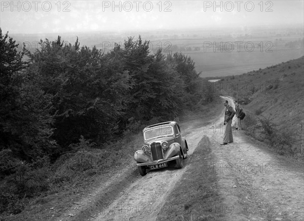 1936 Talbot 10 1185 cc competing in a Talbot CC trial. Artist: Bill Brunell.