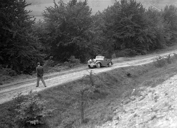 1936 Talbot 10 1185 cc competing in a Talbot CC trial. Artist: Bill Brunell.